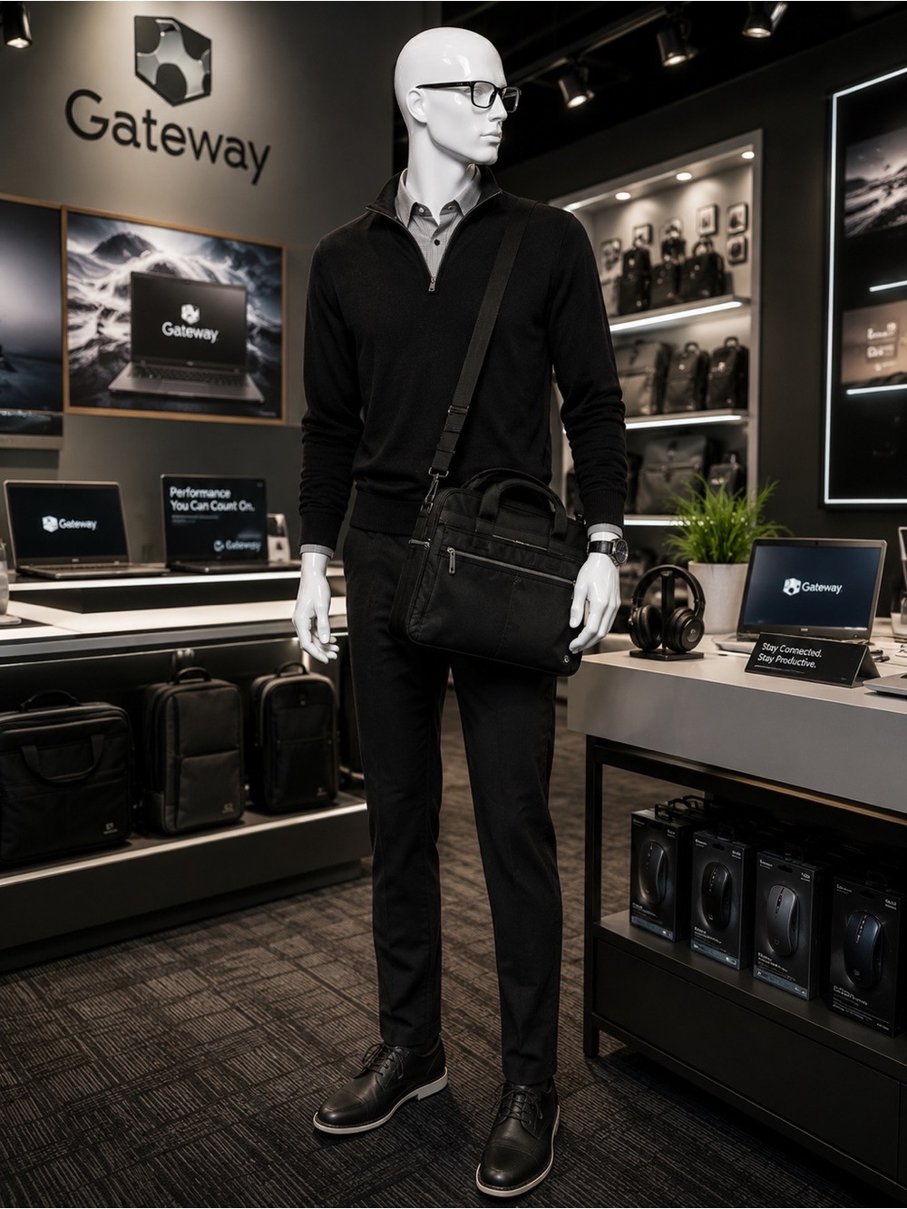 Black Men’s computer Shoulder Bag - Classic Carry